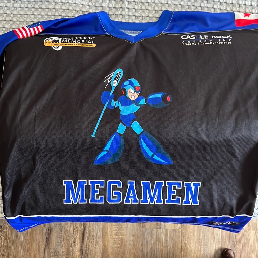 Megaman box lacrosse jersey from the famous international Ales Hrebesky